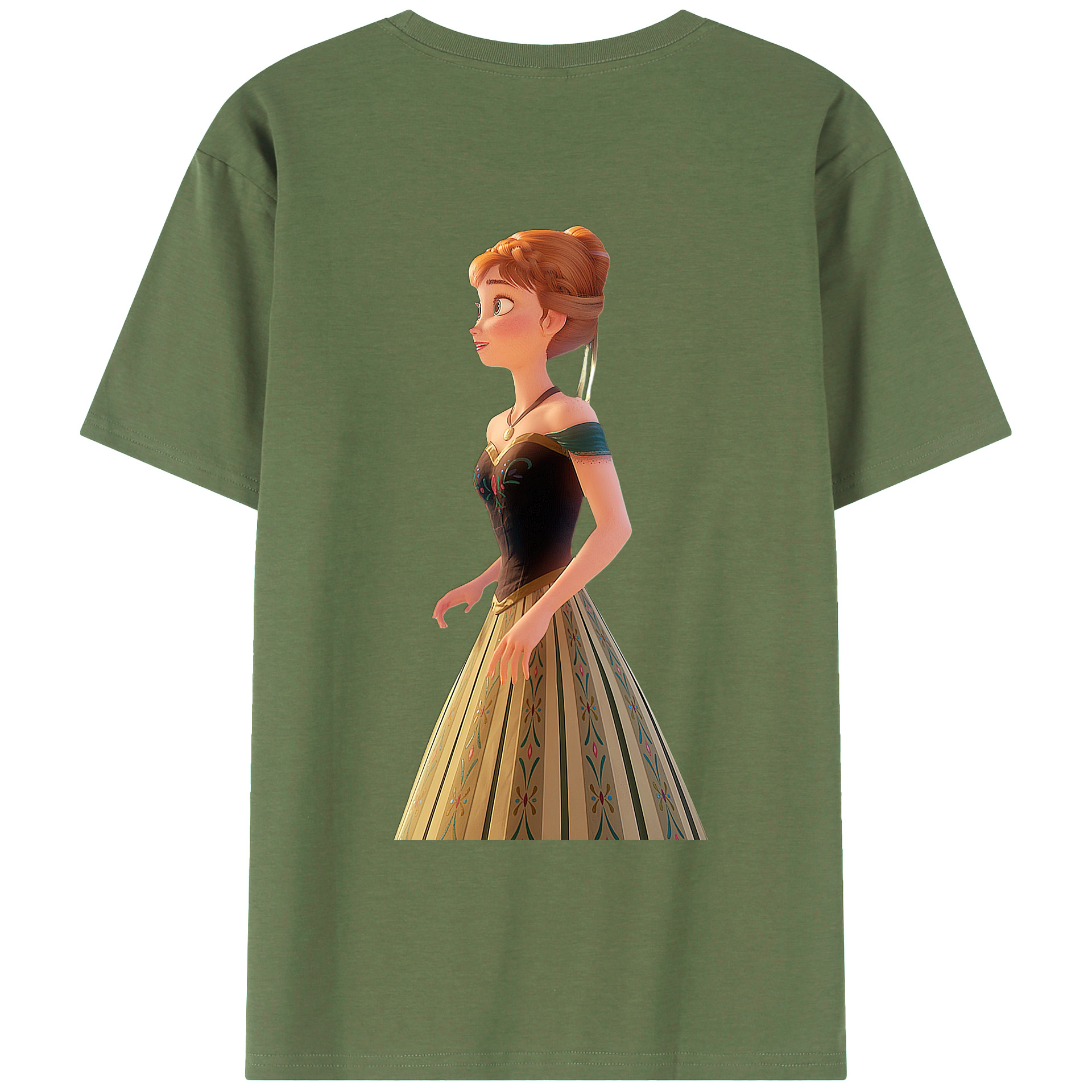 （画像用） アナと雪の女王 アンナ エルサ Frozen Anna Elsa 綿100％ メンズ半袖Tシャツ（バックプリント） 通気性